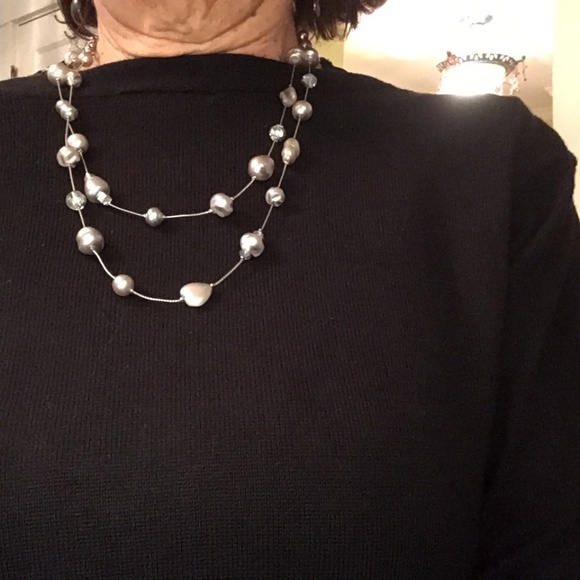 White House Black Market Jewelry - ❤️WHBM Silver pearl beads & silver necklace